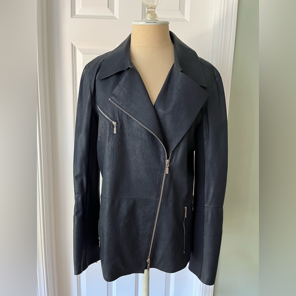 Women's Blue Leather Jacket